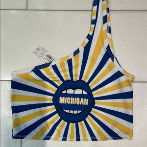 Michigan Wolverine One shoulder crop top